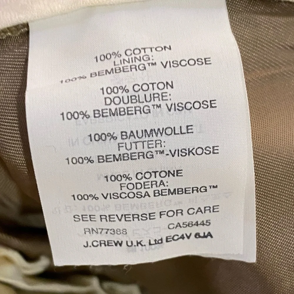 J Crew Ludlow  Classic 100% Cotton Tan Pants 33 x  30